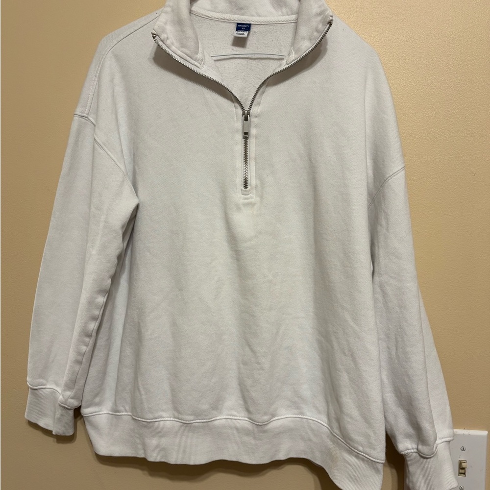 Old Navy Off-White Quarter-Zip Sweatshirt